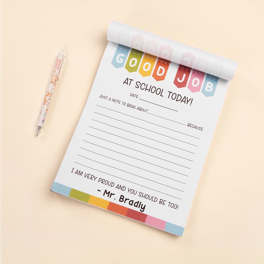 Personalized Colorful At School Today Notepad with Name Teacher's Day ...